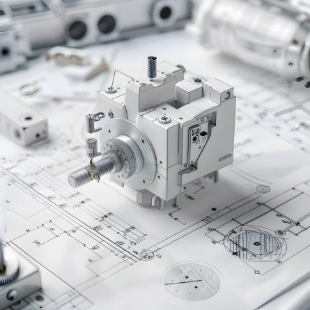 This image showcases the technical schematics and industrial design blueprints involved in the engineering and development of innovative new products The intricate diagrams,sketches,and machinery